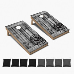 Grey Barnwood All Weather CORNHOLE BEANBAG TOSS GAME Set with Tossing Bags
