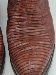 Tony Lama Western Cowboy Boots Lizard Leather Brown Embroidered Size 11.5 D