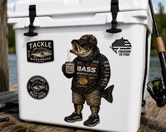 Bass Fisherman Fishing Sticker Fish Lure Bass Pike Trout Decal Cooler Tackle Box
