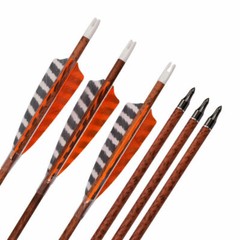6x 30“ Archery Wooden Arrows Turkey Feather Spine400 for Target Hunting Shooti