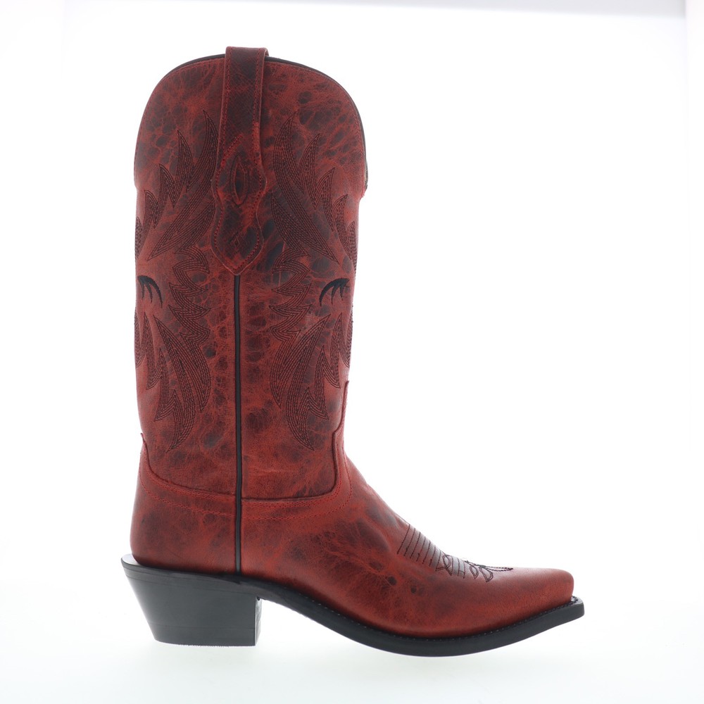 Jama Old West Western Boot LF1544 Womens Red Leather Cowboy Western Boots