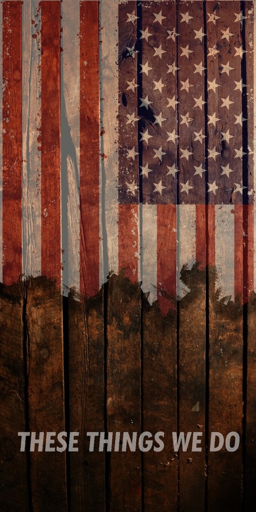 «These Things We Do» American Flag Cornhole Board Wrap Decals Vinyl Sticker 