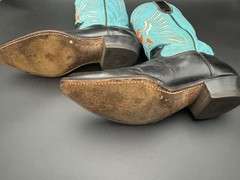 1950’s Acme cowboy boots size 8.5 D. Shorty black & turquoise eagle Inlay Rare!