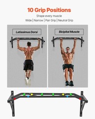 Pull Up Bar,Multi-Grip Wall Mounted Pull Ups,50 in Width Multifunctional Chin Up