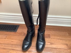 From Spain Equestrian RIDING BOOTS Black Leather Tall Sz Is Estimate 6.5-7