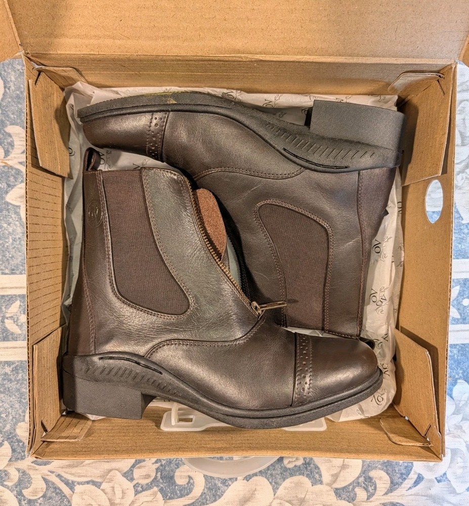Ovation Aeros Zip Brown Calf Leather Paddock Boot Sz. 38 Womens 7-7.5 US