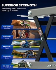Motorcycle Lift, 1100lb Motorcycle Scissor Lift Jack with Wide Deck T Grey