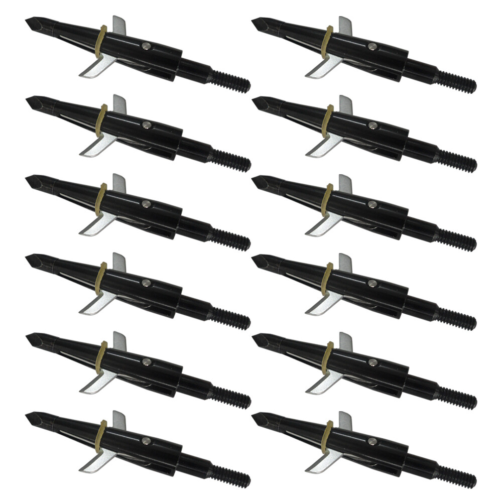 12Pcs Black Swhacker Broadheads 100 Grain 1.75″ Cut Compound Bow Crossbow Tips