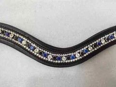 High Quality 3 Row Crystal Horse Leather Browband For Bridle.