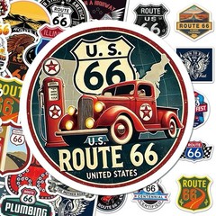 30Pcs Random Route 66 Sign Shaped HighWay Travel Waterproof Stickers