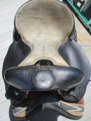15» SQH BARS SIMCO black Western barrel/ trail saddle leather & cordura USA