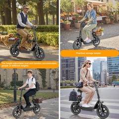 Electric Scooter with Seat for Adults 500W Motor E Scooter W/ Rear Box 14″ Tire