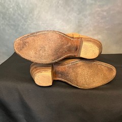 Vintage Miss Capezio Tan Leather Western Cowboy Boots Embroidered Details
