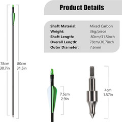 12Pcs 30“ Fiberglass Arrows Spine 500 OD 8mm Archery Plastic Feather F Shooting