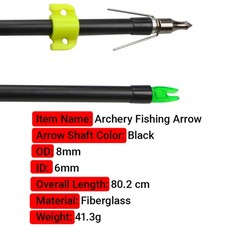 12X Archery Fishing Arrow Fiberglass Bowfishing Arrow Safety Slide Outdoor Hunt