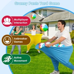 11PCS Granny Pants Yard Game Set – Oversized Blue & Blue, Yellow, Multicolor