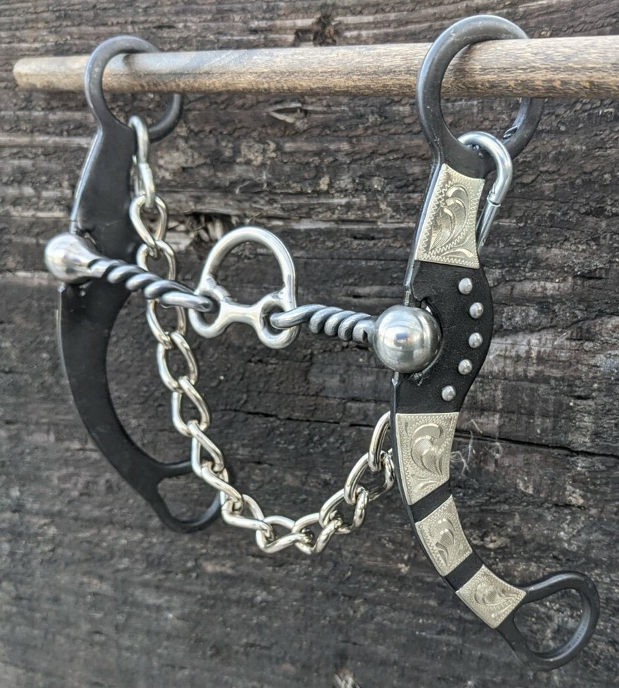 Western Cricket Port Bit – Twisted Bars – Brown Iron & Silver – Chain