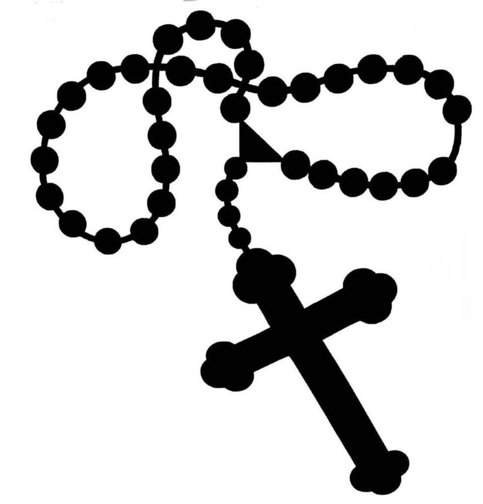 Prayer Beads Religion White Sticker CarDecals Cross Rosario Calcomania 6″w X 7″h