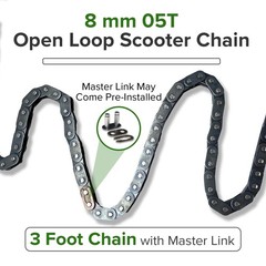 8mm 05T Open Loop Scooter Chain – 3 Feet with Master Link