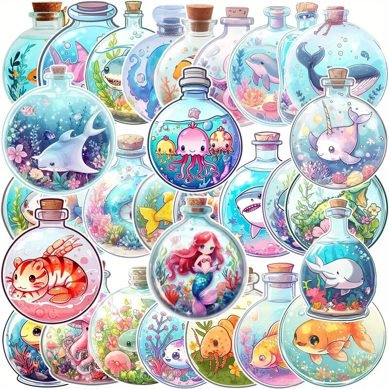 50 Pack of Cute Marine Animal Stickers for Laptop/Water Bottle/Phone Case