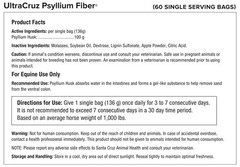 UltraCruz Equine Psyllium Fiber Horse Supplement, 60 Single Serv Pellet (60 Day)