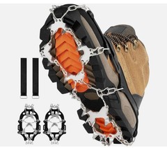 Ice Cleats Crampons 28 Spikes Anti Slip Traction Shoes Boots Medium