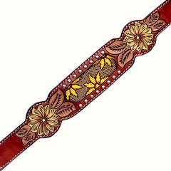 HILASON Western Horse Genuine Leather Floral Design Breastcollar Mahogany