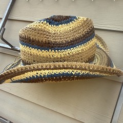 Peter Grimm New Multicolor Woven Straw Western Cowboy Hat Brown Blue Yellow