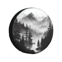 Mountain Lake Tree Landscape Spare Tire Cover Weatherproof Universal Wheel