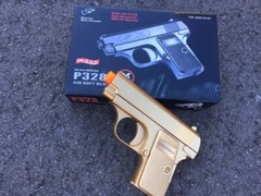 Great Double Eagle P328 Golden Spring Powered Pistol 6mm 0.12G BB BBs
