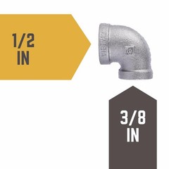 B & K Reducing Elbow 1/2 » Fip X 3/8 » Fip Malleable Iron 90 Deg.