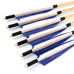 12X 32″ Archery Wooden Arrows 5″ Feather Field Tips Traditional Bow Longbow Hunt