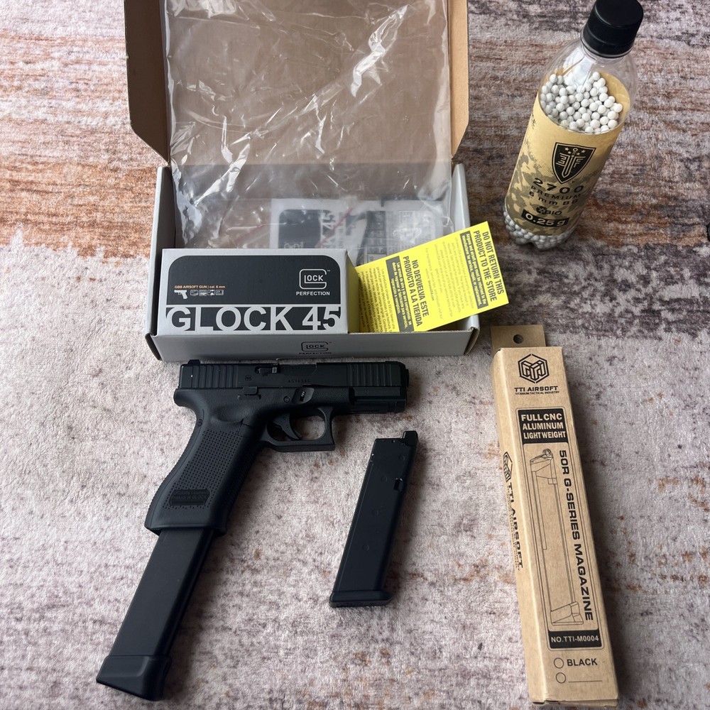 NEW Glock G45 Gas Blowback Airsoft Pistol with Extended Mag – Black (2276345)