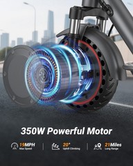 Ladped Dual Suspension Electric Scooter Adult, Folding E-Scooter Range 19MILES