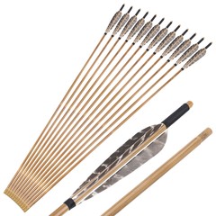 12X Bamboo Arrows Archery Turkey Feather OD8mm Handmade Traditional Bow Hunting