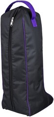 English Boot Bag – Handle and Shoulder Strap – Black – Purple or Royal Blue Trim