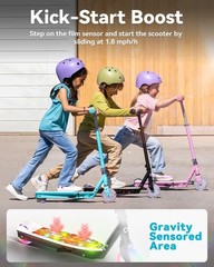 Gyroor Electric Scooter for Kids 6-12 Years with LED Wheels CPC Certified-Black