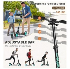 Wayplus Kick Scooter Aqua For All Ages. Foldable Lightweight Non Slip Deck…