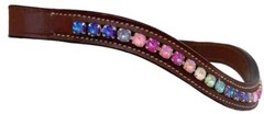 Bedazzled Bling WAVE Browband For English Bridle XL FULL COB PONY Rainbow pastel