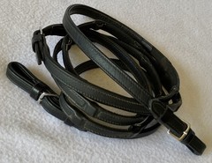 SCHOCKEMOHLE 54″ x 5/8″ (16mm) DuraSoft BLACK Leather GRIP Reins~NICE CONDITION