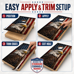 Patriotic Eagle Cornhole Board Wraps Set of 2 American Flag Vinyl 24×48