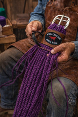 Western 27 Strand Double Weave Purple Mohair Roper Cinch 97RT07PP