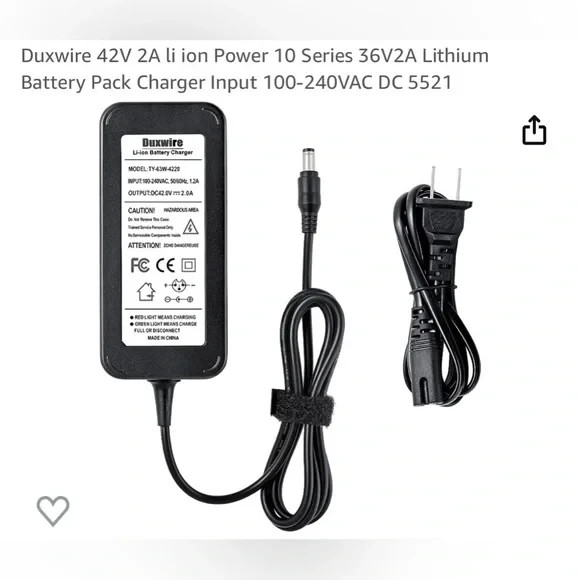 Duxwire 42V 2A Li-ion Power 10 Series 36V 2A Lithium Battery Charger TY-4220