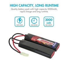 Tenergy 9.6V 2000mAh NiMH Airsoft Battery Pack + 8.4V 9.6V Smart Charger Option