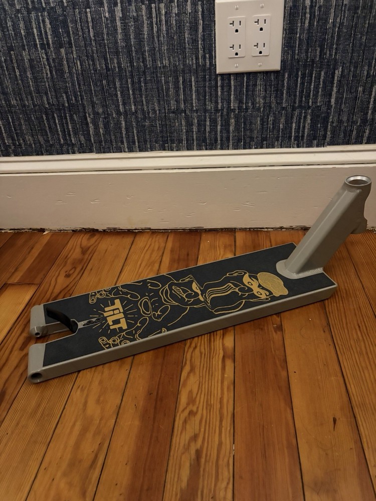 Tilt Scooter Deck Gray Black Gold Graphic Design for Kick Scooter Replacement