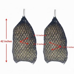 Knotless Ultra Slow Feed Hay Net Set of 2, 42″ Long with 1.5″ Openings, Soft …