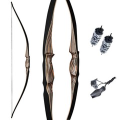 54″ Traditional Recurve Bow Arrows Set Archery Hunting Horsebow Target 20-70lbs