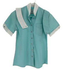 Ovation Womens Teal Equestrian Show Shirt Short Sleeve Cotton Blend Size 8