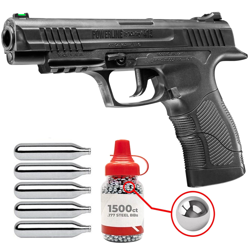 Daisy 415 Powerline .177 Cal Air Pistol CO2 BB Gun w/ 1500 BBs & 5 CO2 Bundle