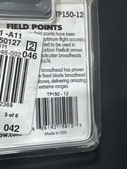 NIB 🏹 Excalibur Field Points 11/32 Diameter 150 Grain 12 Pack Black Free SH